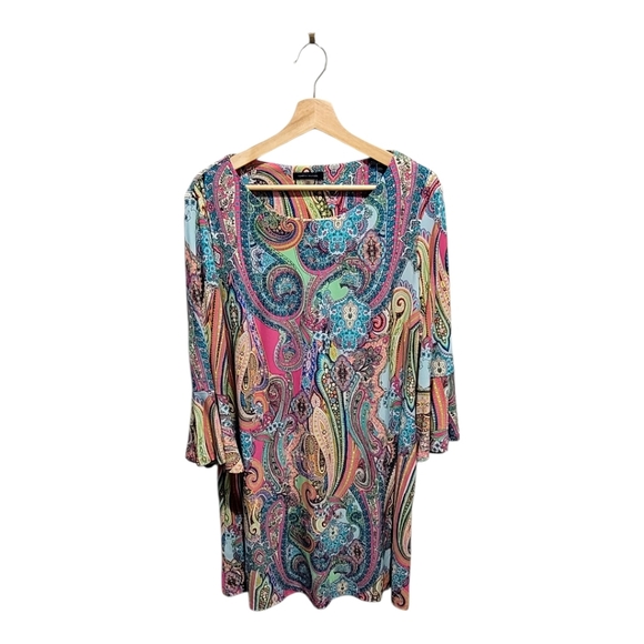 Tommy Hilfiger Paisley 3/4 Bell Sleeve Shift Dress - Picture 3 of 13